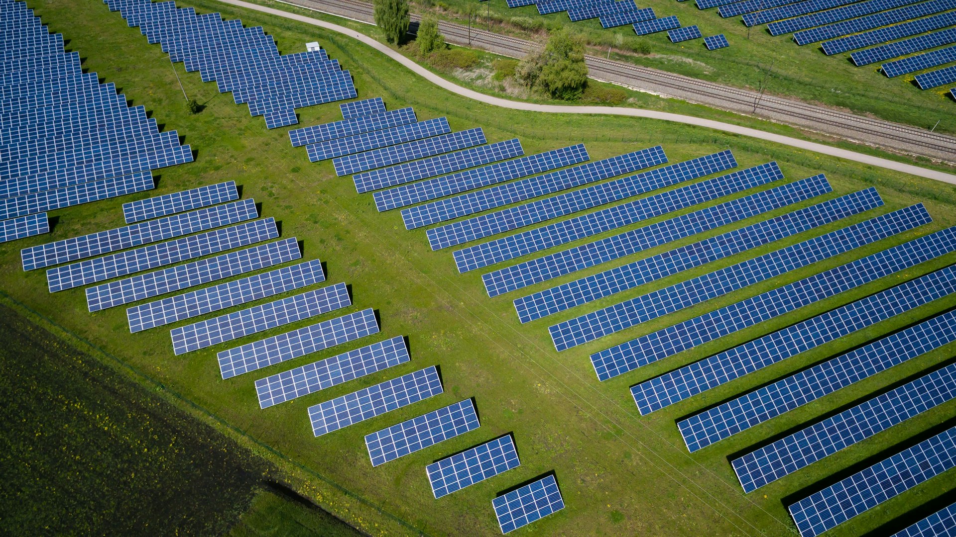 Aerial view of a solar farm
